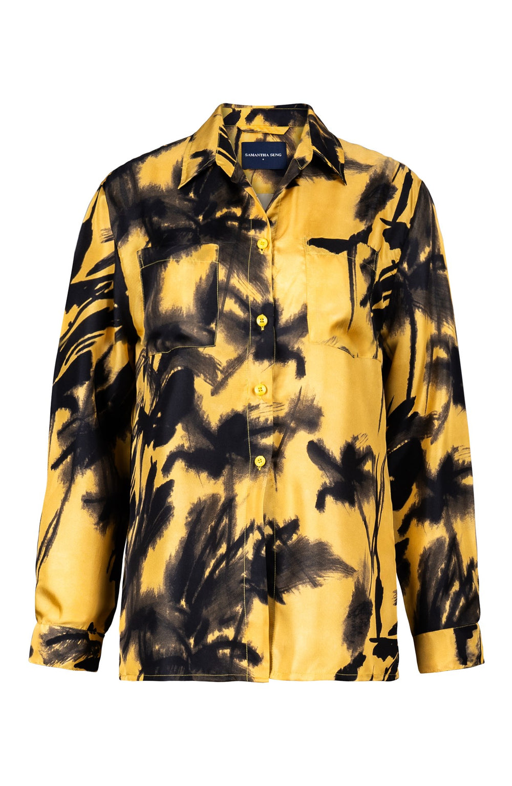Pajama Shirt Silk Twill (Watercolor Bamboo)