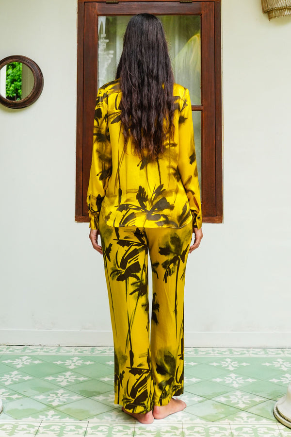 Sydney Shirt 3/4 Sleeve & Sydney Pants Silk Twill (Watercolor Bamboo)