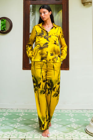 Sydney Shirt 3/4 Sleeve & Sydney Pants Silk Twill (Watercolor Bamboo)