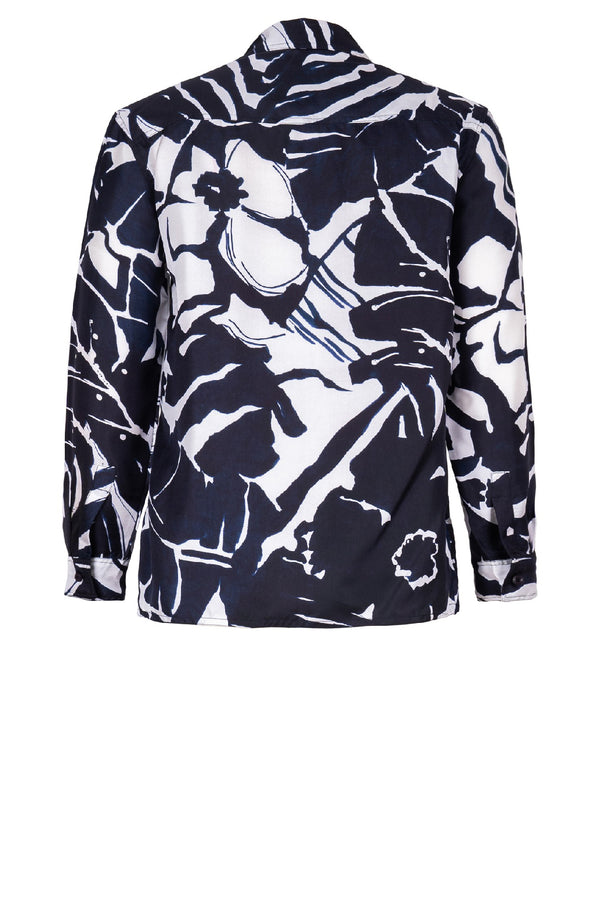 Pajama Shirt Silk Twill (Caligraphy Flower)