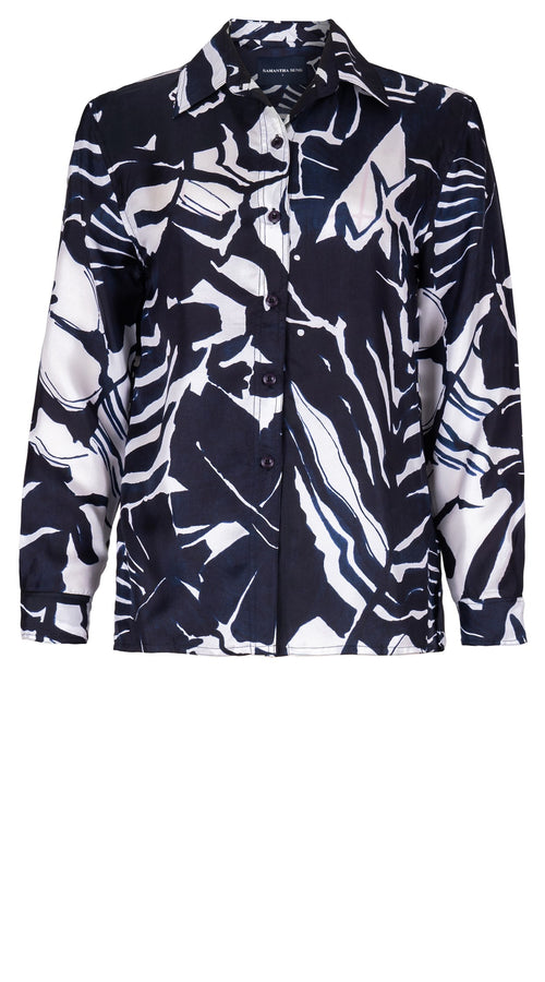 Pajama Shirt Silk Twill (Caligraphy Flower)