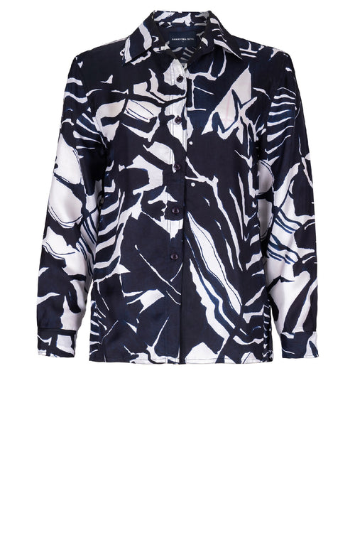 Pajama Shirt Silk Twill (Caligraphy Flower)