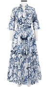 Eden Dress Crew Neck 3/4 Sleeve with Hamilton Belt Maxi Length Cotton Musola (Calligraphy Tree)