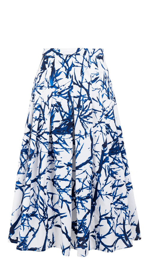 Zeller Skirt Midi Length Cotton Stretch (Calligraphy Tree)
