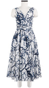 Vivien Dress #1 V Neck Sleeveless Midi Length Cotton Musola (Calligraphy Tree)