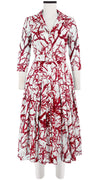 Audrey Dress #4 Shirt Collar 3/4 Sleeve Midi Length Cotton Musola (Calligraphy Tree)