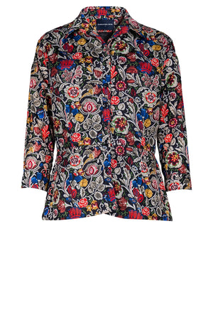Samantha Shirt Collar 3/4 Sleeve Poliamide Taffta (Cambodian Batik)