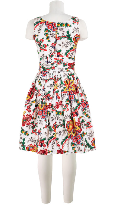 Clara Dress Square U Neck Tie Shirt Sleeveless Cotton Stretch (Cambridge Poplin Bright)