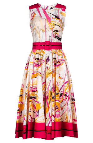 Abelia Dress Crew Neck Sleeveless Midi Length Cotton Stretch (Canne)
