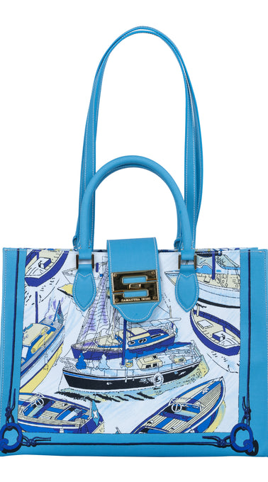 Audrey Tote_Medium_Canne New_Aqua