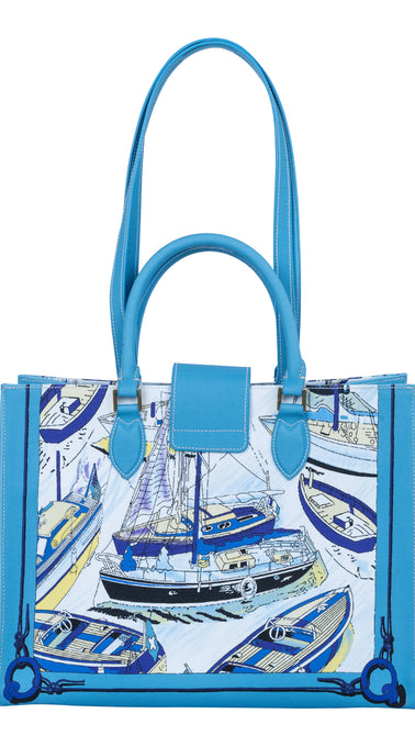 Audrey Tote_Medium_Canne New_Aqua