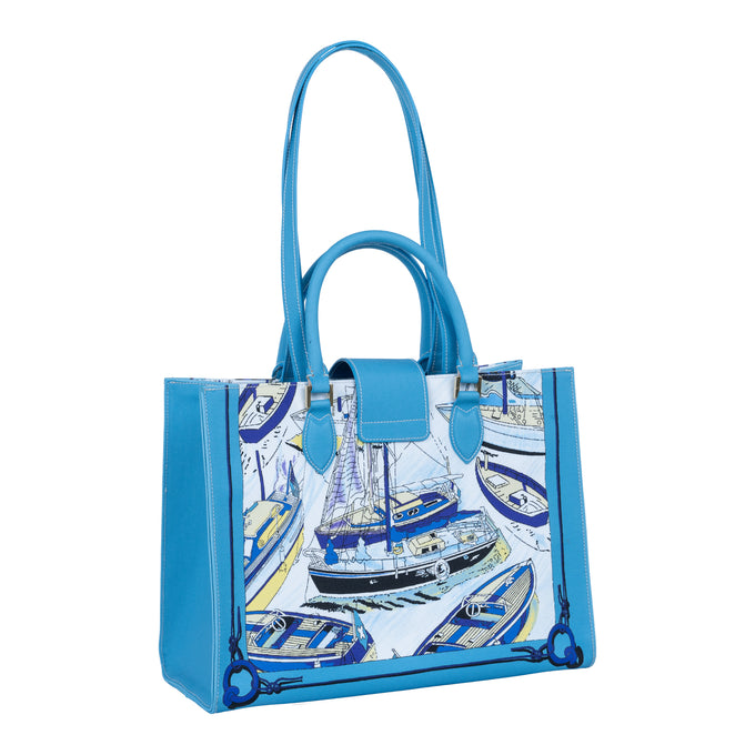 Audrey Tote_Medium_Canne New_Aqua