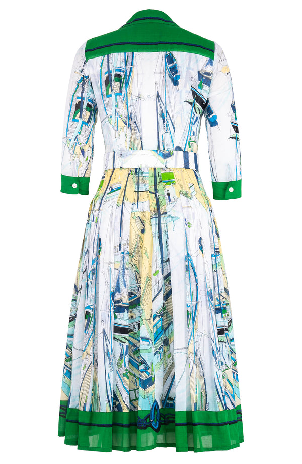 [Off the Rack] Audrey Dress #4 Shirt Collar 3/4 Sleeve Midi Length Cotton Musola (Canne) @XS-M