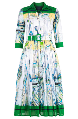 [Off the Rack] Audrey Dress #4 Shirt Collar 3/4 Sleeve Midi Length Cotton Musola (Canne) @XS-M