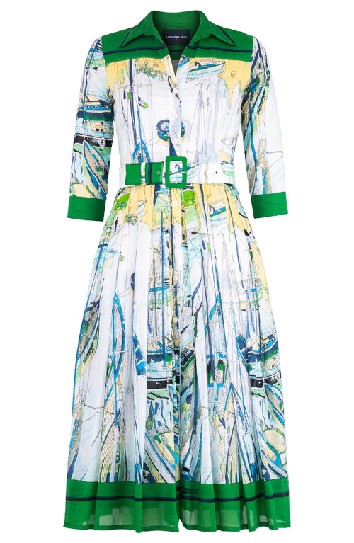 [Off the Rack] Audrey Dress #4 Shirt Collar 3/4 Sleeve Midi Length Cotton Musola (Canne) @XS-M