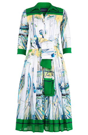 [Off the Rack] Audrey Dress #4 Shirt Collar 3/4 Sleeve Midi Length Cotton Musola (Canne) @XS-M