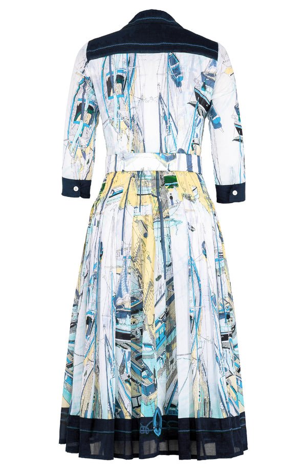 [Off the Rack] Audrey Dress #4 Shirt Collar 3/4 Sleeve Midi Length Cotton Musola (Canne) @XS-M