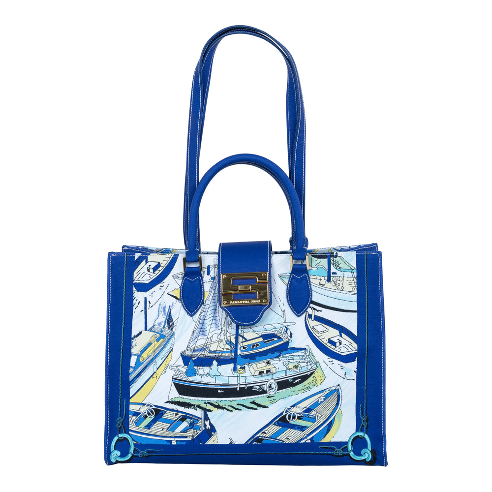Audrey Tote_Medium_Canne New_Indigo