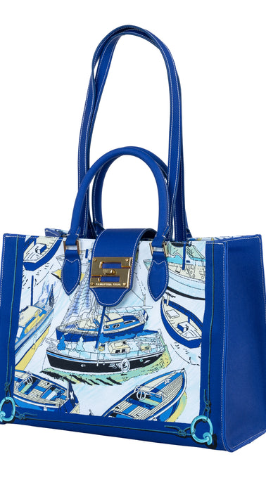 Audrey Tote_Medium_Canne New_Indigo
