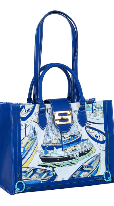 Audrey Tote_Medium_Canne New_Indigo
