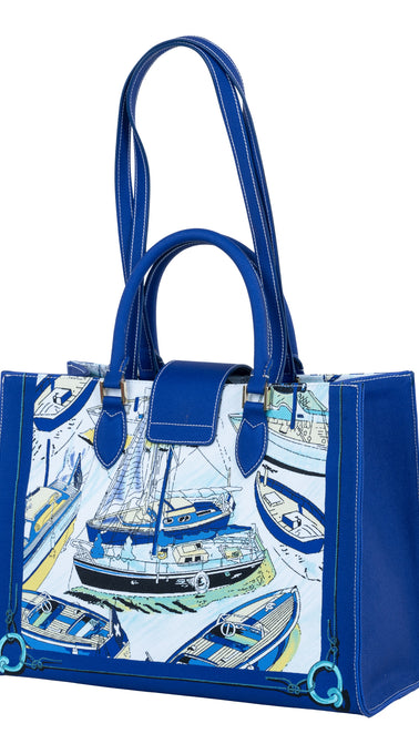 Audrey Tote_Medium_Canne New_Indigo