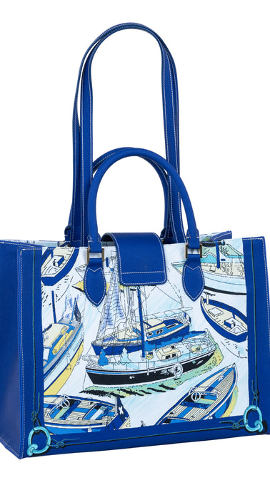 Audrey Tote_Medium_Canne New_Indigo