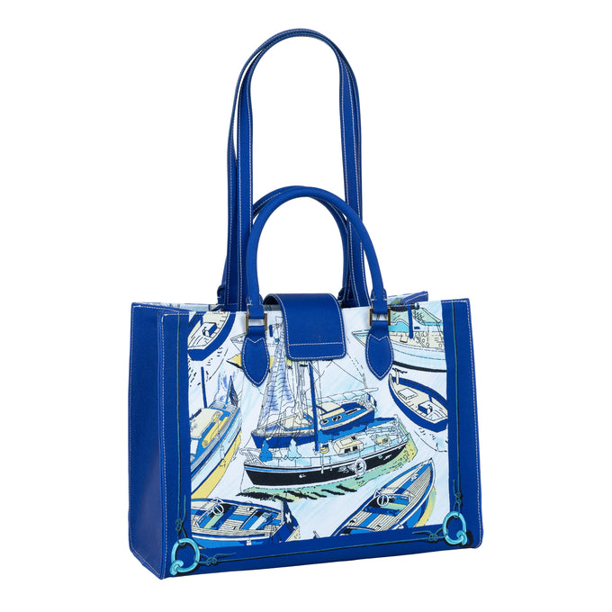 Audrey Tote_Medium_Canne New_Indigo