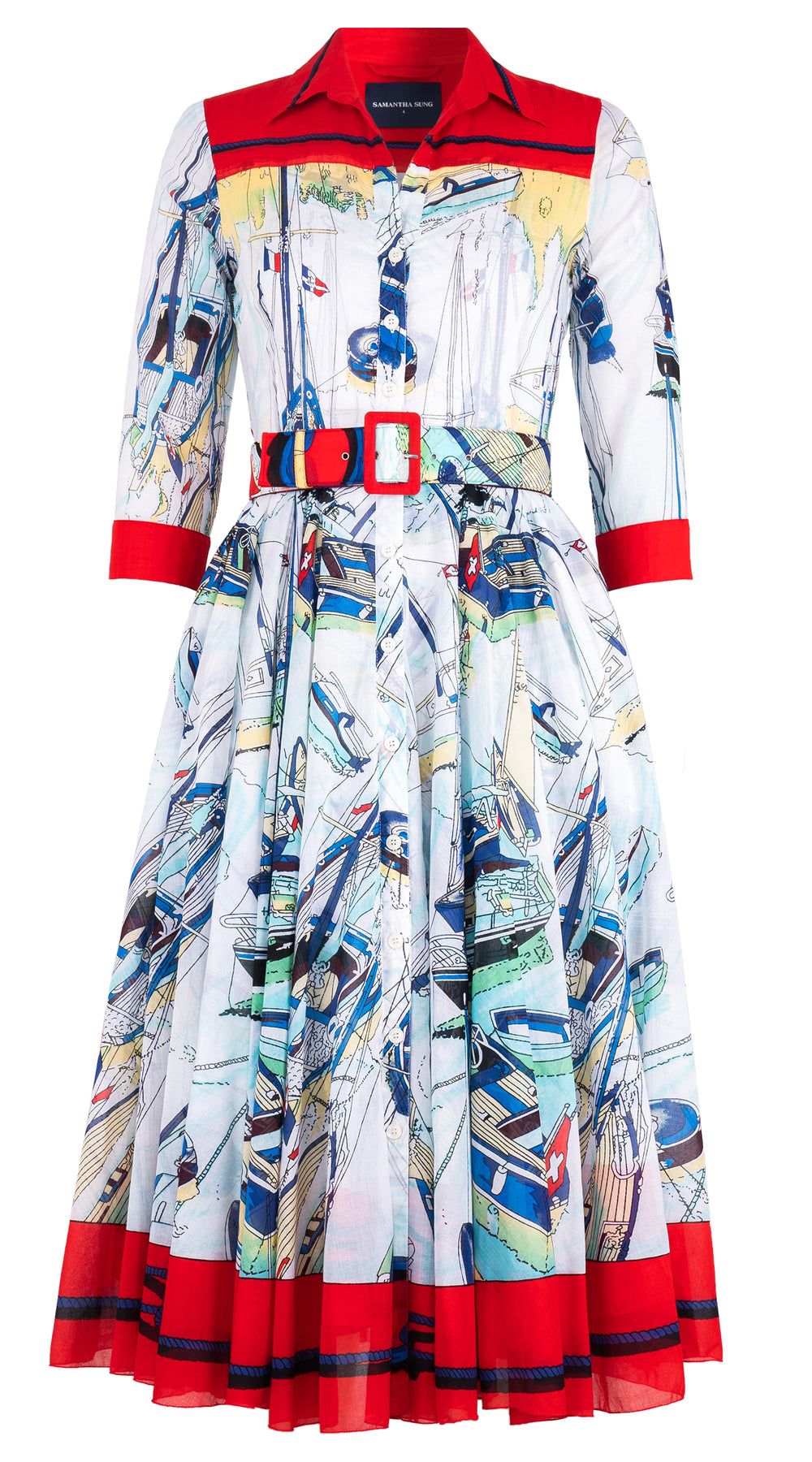 [Off the Rack] Aster Dress Shirt Collar 3/4 Sleeve Midi Length Cotton Musola (Canne)