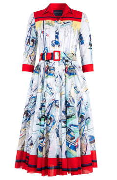 [Off the Rack] Aster Dress Shirt Collar 3/4 Sleeve Midi Length Cotton Musola (Canne)