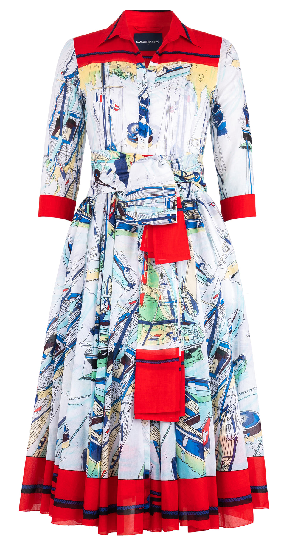 [Off the Rack] Aster Dress Shirt Collar 3/4 Sleeve Midi Length Cotton Musola (Canne)