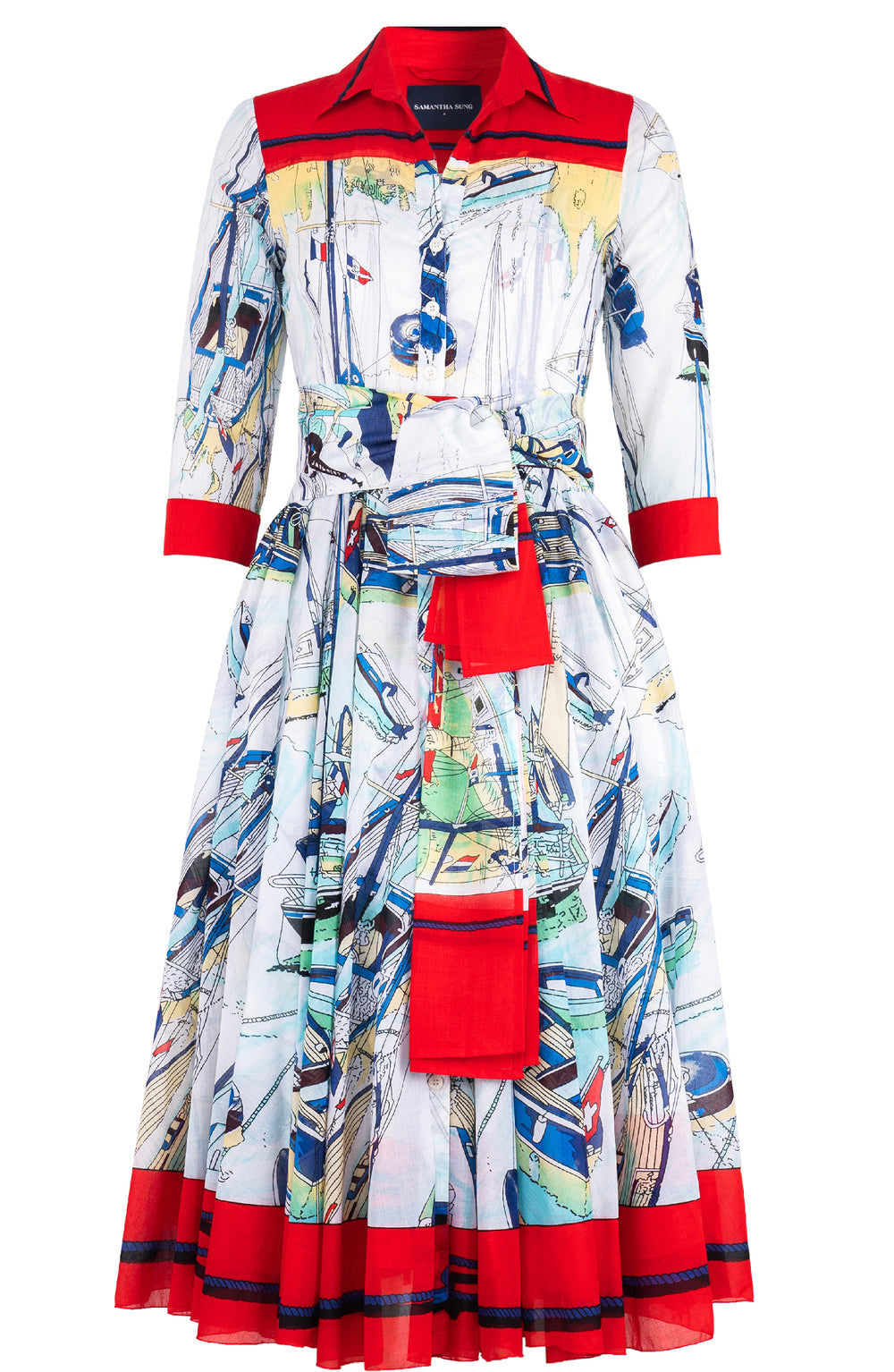 [Off the Rack] Aster Dress Shirt Collar 3/4 Sleeve Midi Length Cotton Musola (Canne)