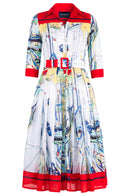 [Off the Rack] Audrey Dress #4 Shirt Collar 3/4 Sleeve Midi Length Cotton Musola (Canne) @XS-M