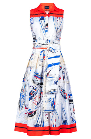 Audrey Dress #4 Shirt Collar Sleeveless Midi Length Musola (Canne)