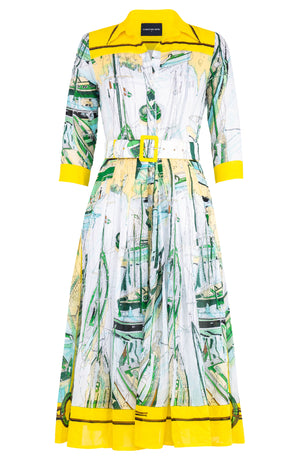 [Off the Rack] Audrey Dress #4 Shirt Collar 3/4 Sleeve Midi Length Cotton Musola (Canne) @XS-M