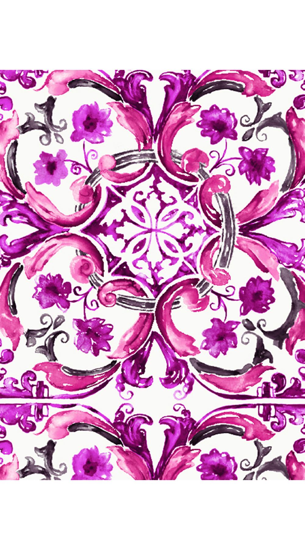 Audrey Dress #1 Shirt Collar 3/4 Sleeve Long Length Cotton Stretch (Caribbean Tile)