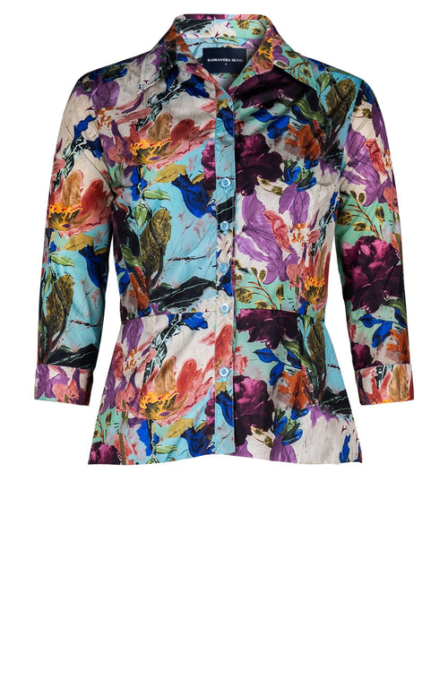 Samantha Shirt 3/4 Sleeve Poliamide Taffta (Carmella Flower)