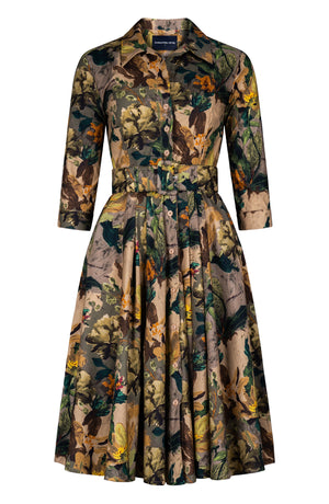 Laurent Dress Shirt Collar 3/4 Sleeve Long Length Cotton Stretch (Carmella Flower)