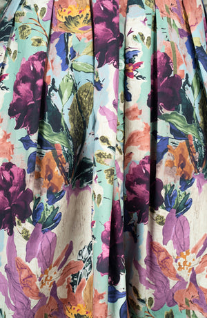 Audrey Dress #1 Shirt Collar 3/4 Sleeve Long Length Cotton Stretch (Carmella Flower)