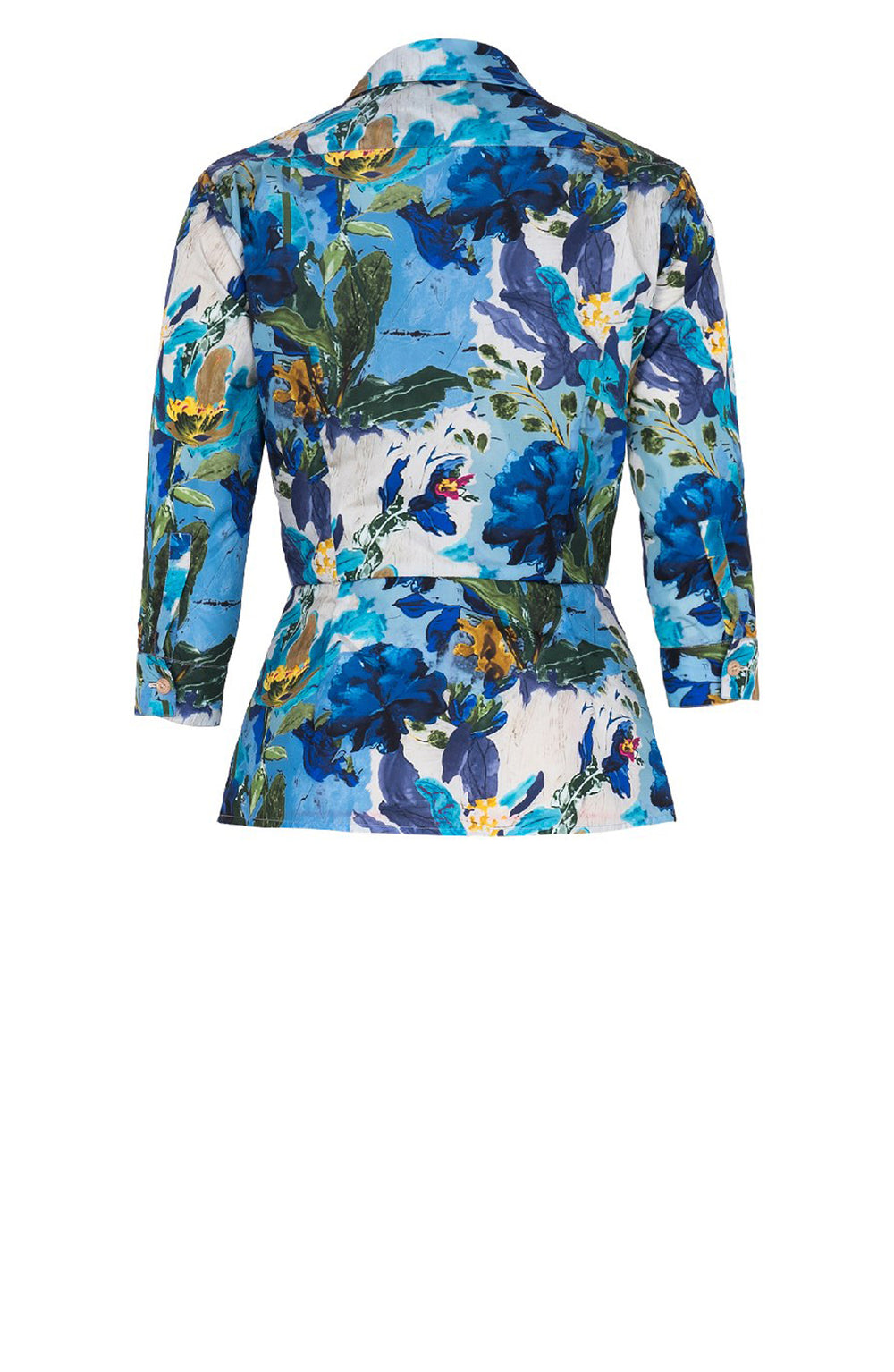Samantha Shirt Poliamide Taffta (Camella Flower) - Dusty Blue