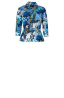Samantha Shirt Poliamide Taffta (Camella Flower) - Dusty Blue