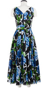 Vivien Dress #1 V Neck Sleeveless Midi Plus Length Cotton Musola (Carnation Giraffe)