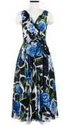 Vivien Dress #1 V Neck Sleeveless Midi Plus Length Cotton Musola (Carnation Giraffe)