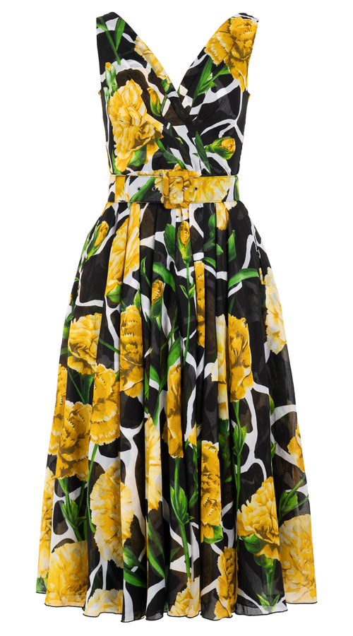 Vivien Dress V Neck Sleeveless Midi Length Musola (Carnation Giraffe) @2