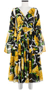 Vivien Dress #1 V Neck Sleeveless Midi Length Cotton Musola (Carnation Giraffe)