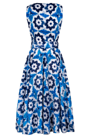 Aster Dress Crew Neck Sleeveless Midi Length Cotton Musola (Carreaux Marrakech)