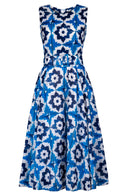 Aster Dress Crew Neck Sleeveless Midi Length Cotton Musola (Carreaux Marrakech)