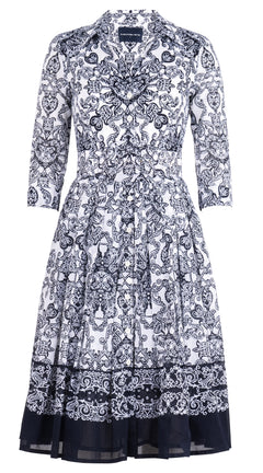 Audrey Dress #4 Shirt Collar 3/4 Sleeve Long Length Musola (Casanova Bandana Small) @3