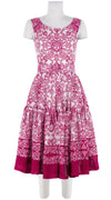Rose Dress Boat Neck Sleeveless Long Length Linen (Casanova Bandana Small)