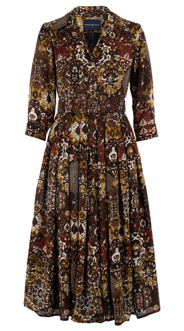 Audrey Dress #4 Shirt Collar 3/4 Sleeve Midi Length Silk GGT (Casper Wallpaper)