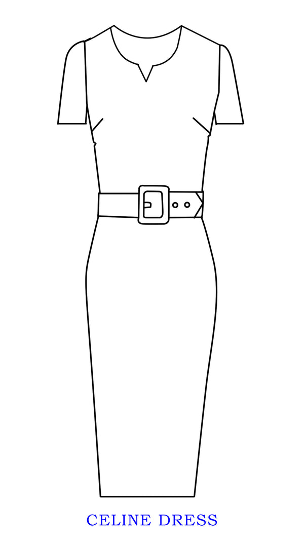 Celine Dress Crew Slit Neck Short Sleeve Midi Length Cotton Dobby Stretch (Fairy Tail Flower)